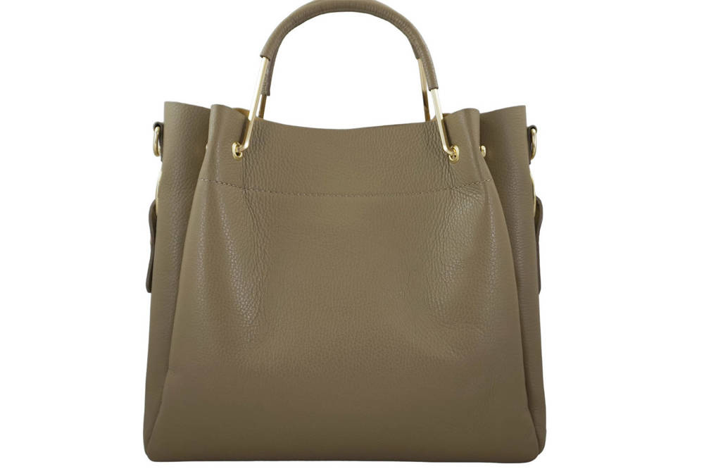 Torebka ze skóry licowej damska Barberini's 960-9 kuferek shopper A4 ciemnobeżowa - cecha produktu