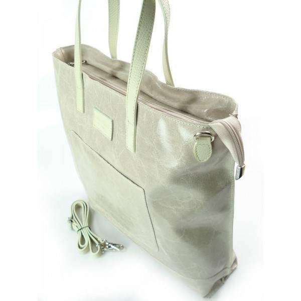 Torebka skórzana damska VERA PELLE X87RR shopper bag A4 róż pudrowy - cecha produktu