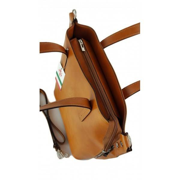 Torebka skórzana damska Vera Pelle SB586 shopper A4 camel - detale wykończenia
