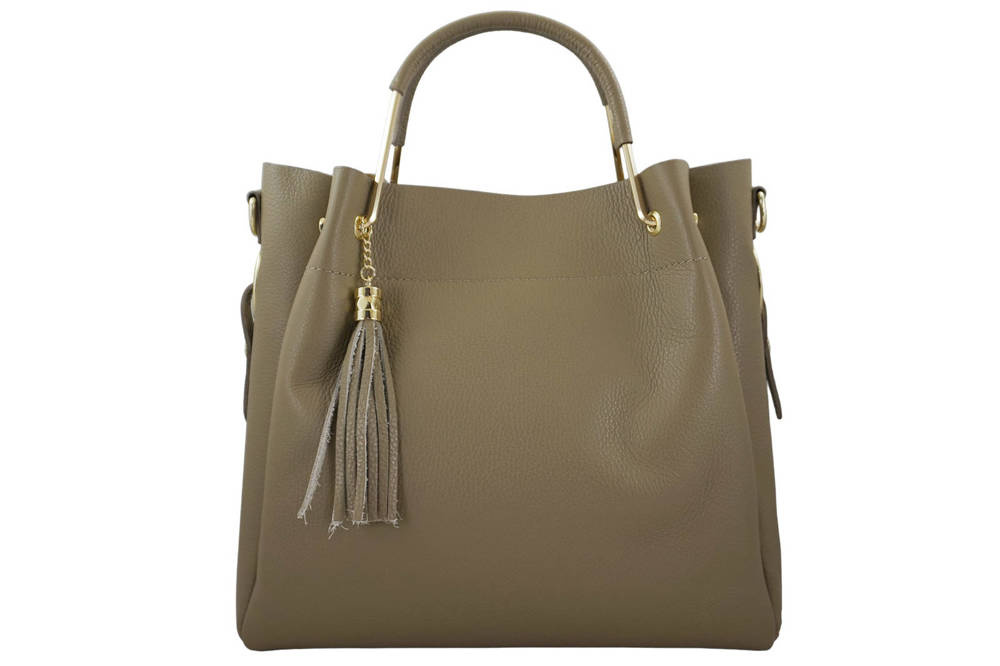 Torebka ze skóry licowej damska Barberini's 960-9 kuferek shopper A4 ciemnobeżowa - cecha produktu