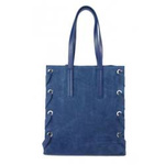 Torebka skórzana zamszowa damska Vera Pelle WK745BS shopper worek A4 niebieska