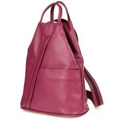 Skórzany plecak damski miejski mały plecaczek śliwkowy Vera Pelle T52