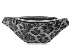 Nerka saszetka damska biodrówka panterka srebrna holo Q03