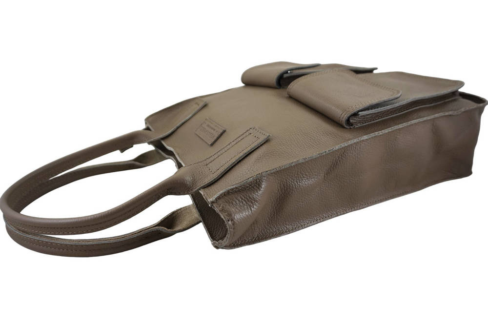 Torebka ze skóry licowej damska Barberini's 952-9 shopper bag A4 ciemnobeżowa - cecha produktu