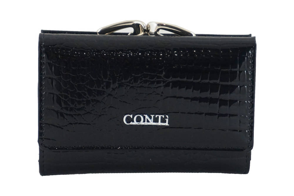 Portfel ze skóry lakierowanej damski CONTI 5282-A-1 na bigiel czarny croco czarny - cecha produktu