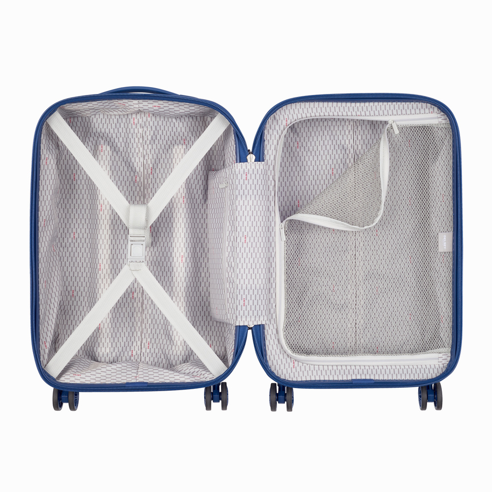 Walizka z polipropylenu unisex Delsey Caumartin Plus kabinowa twarda niebieska - elegancka twarda skorupa