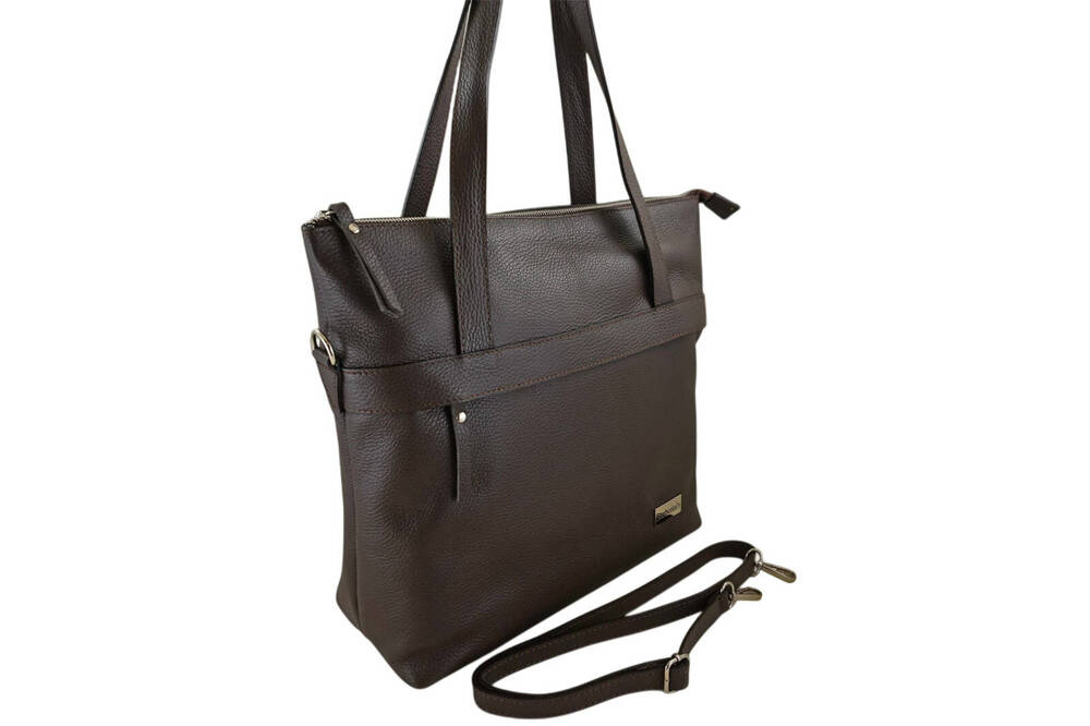 Torebka ze skóry naturalnej damska Barberini's 996-11 shopper bag A4 ciemnobrązowa - cecha produktu