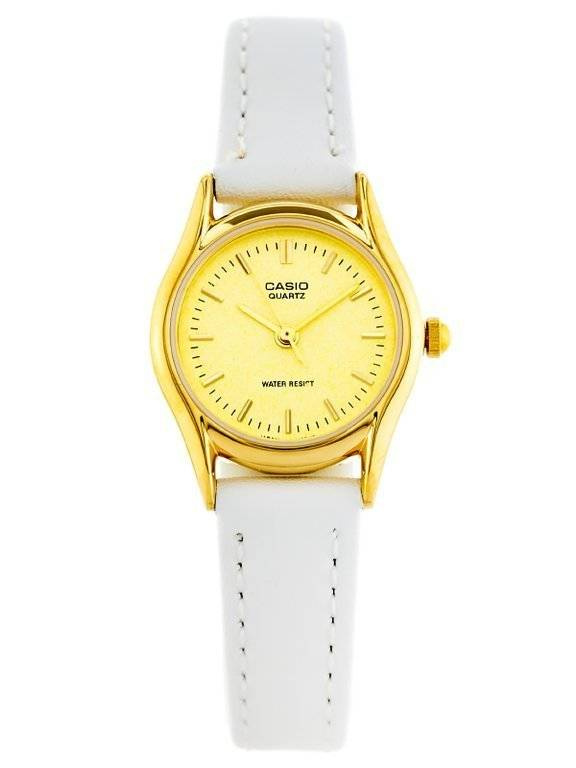 Złoto-biały zegarek dla dzieci Casio LTP-1094Q 9ARDF - zegarek z przodu na białym tle