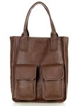 Skórzana torebka damska shopper bag z kieszeniami brązowa - Marco Mazzini s131v