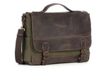 Torba miejska skórzana z canvasu unisex VOOC EC1 na ramię A4 zielona khaki