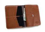 Skórzany portfel z bilonówką slim wallet brązowy - SOLIER SW15