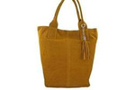 Torebka skórzana zamszowa damska Barberini's 375/8-43 shopper bag A4 ciemnożółta