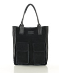 Skórzana torebka damska zamszowa shopper bag czarna - Marco Mazzini s131aa