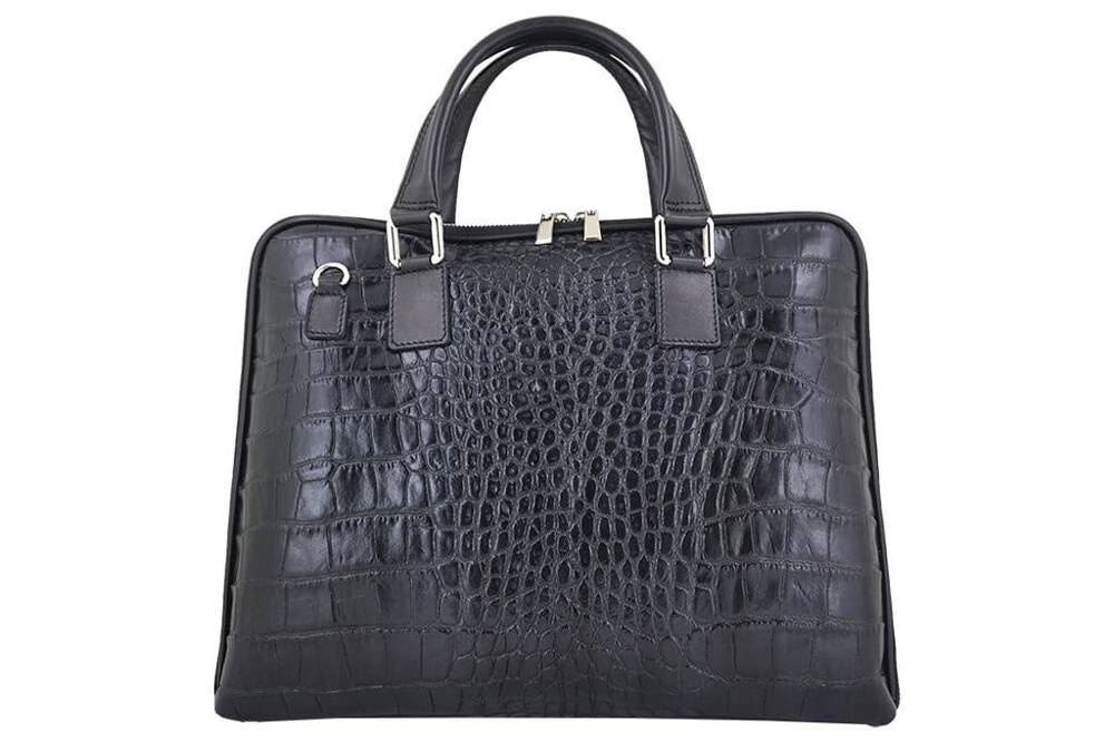 Torba ze skóry naturalnej damska Barberini's 118/1-1 na laptopa aktówka croco A4 czarna - cecha produktu