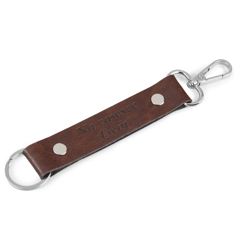 Brelok ze skóry naturalnej unisex B5 z grawerem personalizowany brąz - szlachetna skóra naturalna w kolorze brązu