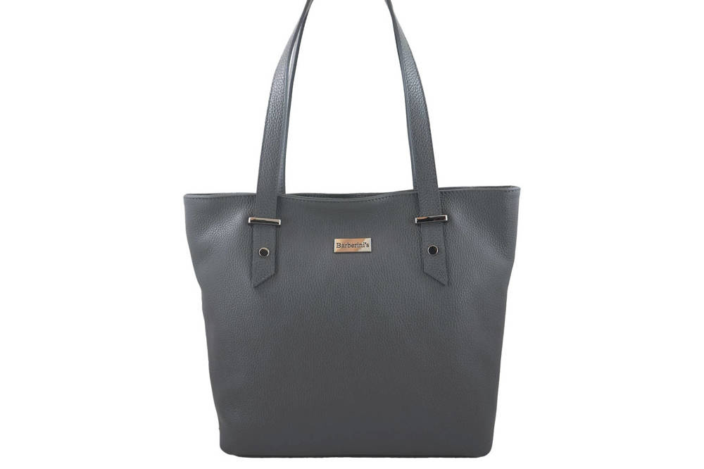 Torebka ze skóry naturalnej damska Barberini's 923-28 shopper bag A4 ciemnoszara - cecha produktu