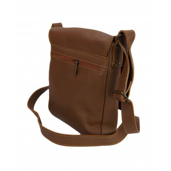 Torebka skórzana damska Vera Pelle LP361C listonoszka raportówka camel - styl camel