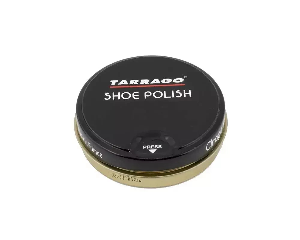 Pasta z woskiem do butów Tarrago bezbarwna - puszka Shoe Polish z przodu