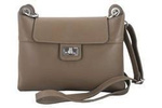 Skórzana torebka damska na ramię crossbody ciemnobeżowa - Barberini's 834-9