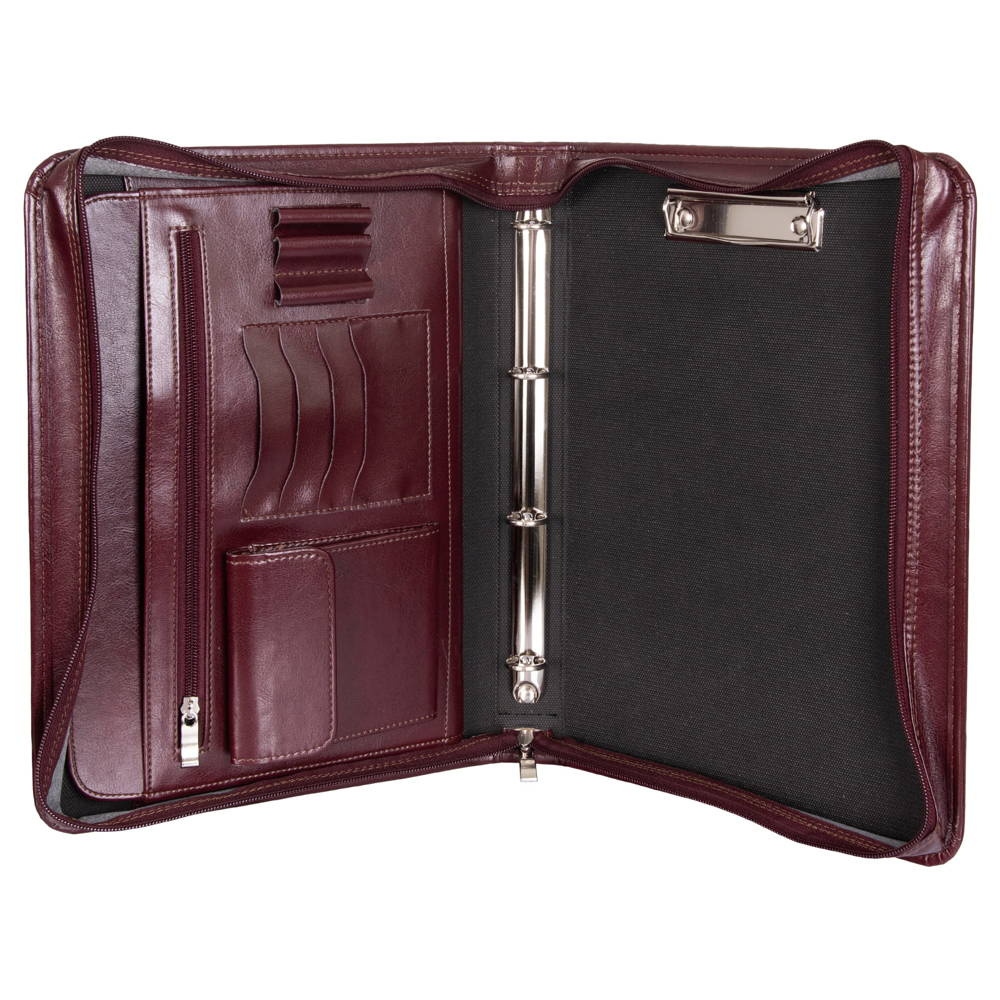 Biwuar z eko skóry unisex Tizano BW07 aktówka na dokumenty A4 bordowy - eleganckie wykończenie eko-skóry w kolorze bordo