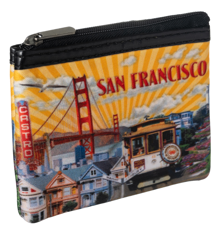 Pomarańczowe etui na klucze Loren 528-8 z nadrukiem San Francisco