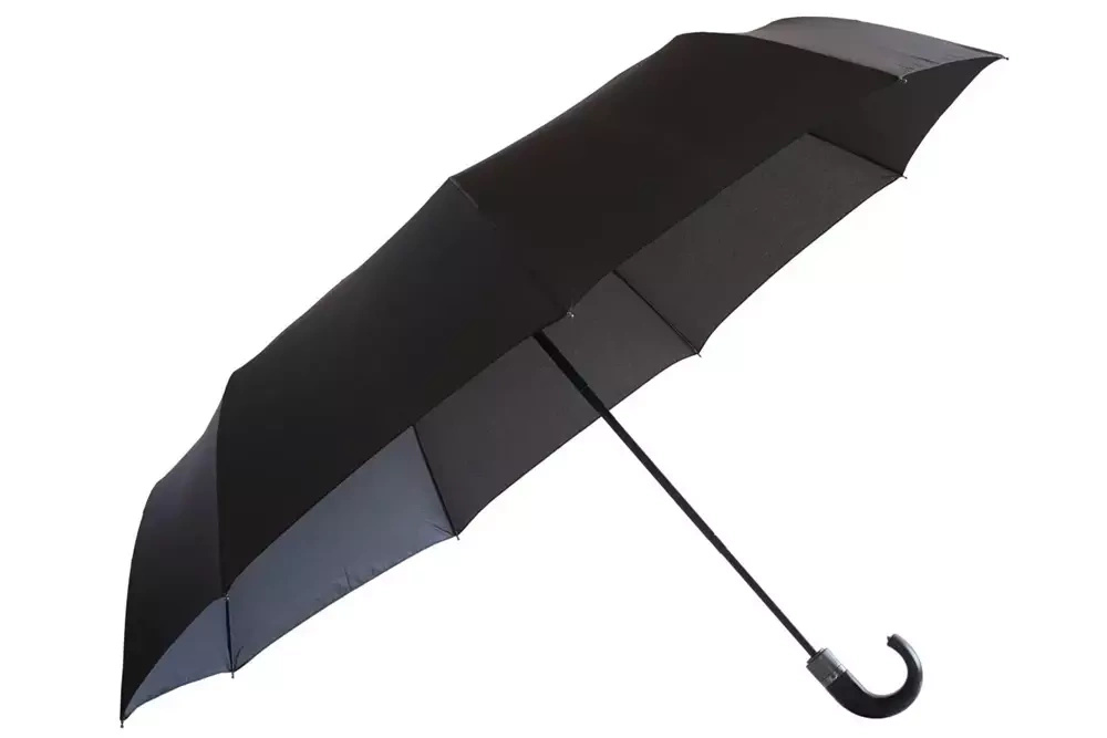 Czarny parasol męski Tiross 10125-3 - rozłożony parasol widziany z boku