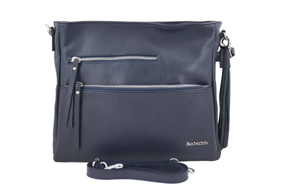 Torebka ze skóry licowej damska Barberini's 972-4 shopper A4 granatowa - cecha produktu