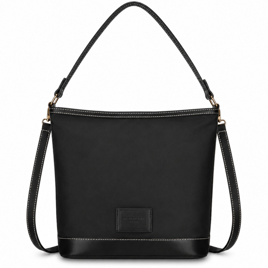 Torebka z poliestru damska Peterson JK6-03 listonoszka crossbody mała czarna - materiał i wykończenie
