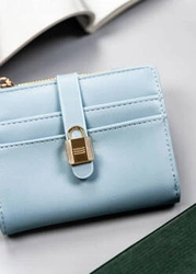 Portfel damski błękitny ze skóry ekologicznej - 4U Cavaldi 2303B
