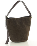Torebka damska ciemnobrązowa skórzana worek hobo bag MARCO MAZZINI s292d