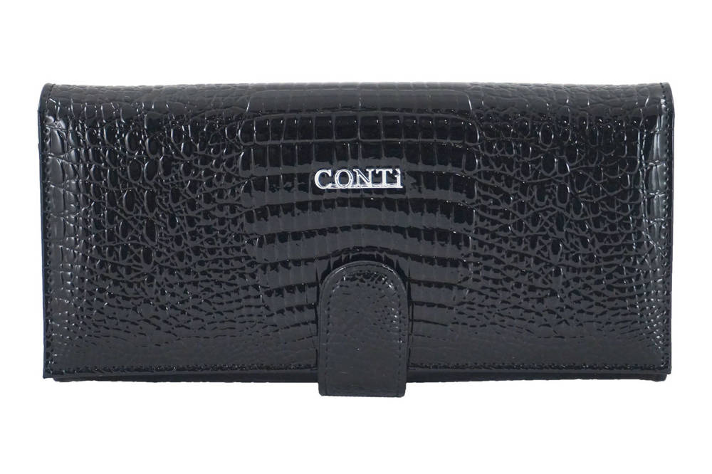Portfel ze skóry lakierowanej damski CONTI 515-A-1 croco duży czarny - cecha produktu
