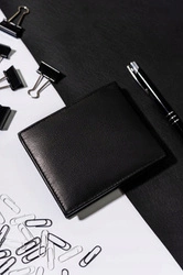 Skórzany czarny portfel męski poziomy - N992-SPDM-BOX