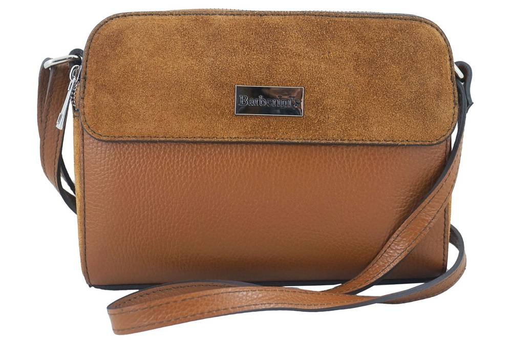Torebka ze skóry licowej i zamszu damska Barberini's 885-12 listonoszka mała camel - cecha produktu