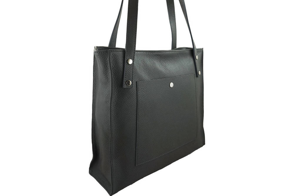 Torebka | skórzana | damska | Barberini's 914-28 | shopperka | A4 | ciemnoszara - cecha produktu