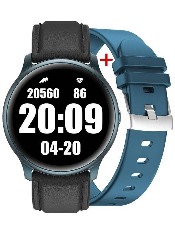 Niebieski smartwatch męski G. Rossi SF1-6F1-1 - niebieska koperta z czarnym i niebieskim paskiem