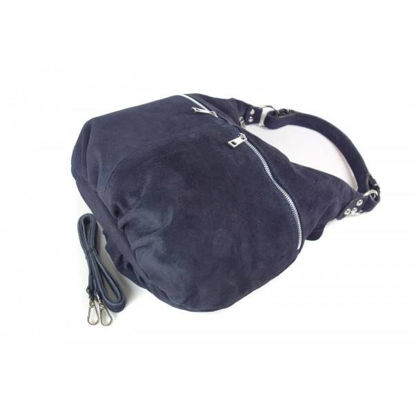 Torebka skórzana zamszowa damska Vera Pelle W345BS shopper bag A4 granatowa - cecha produktu