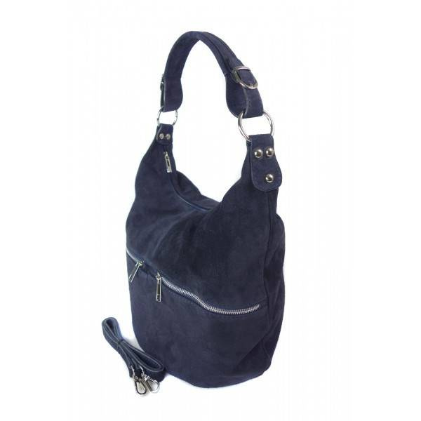 Torebka skórzana zamszowa damska Vera Pelle W345BS shopper bag A4 granatowa - cecha produktu