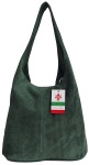 Torebka skórzana zamszowa damska Vera Pelle W356VER2 shopper bag A4 zielona