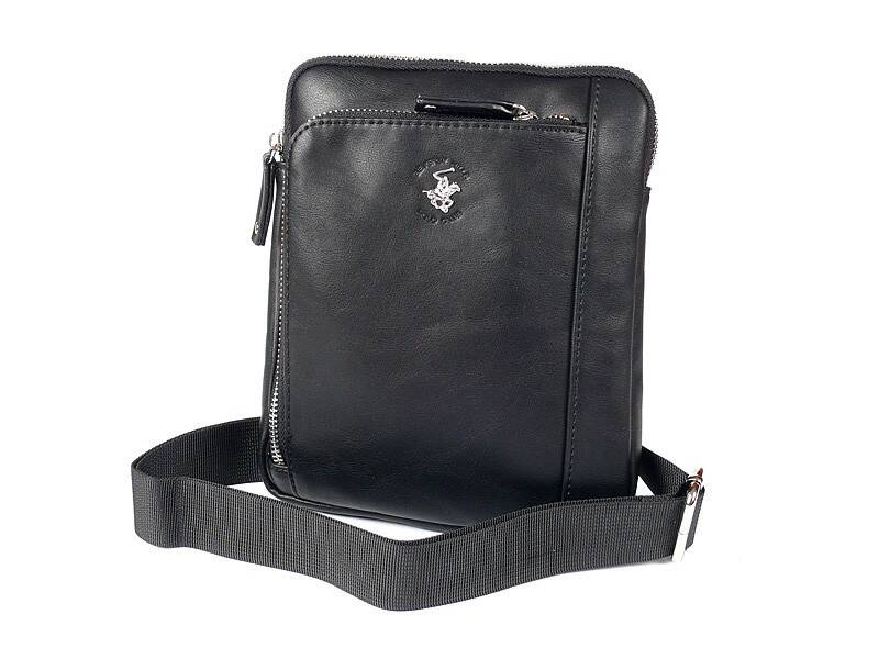Miejska saszetka na ramię listonoszka męska czarna - BEVERLY HILLS POLO CLUB BH-1180 NE - elegancka forma produktu
