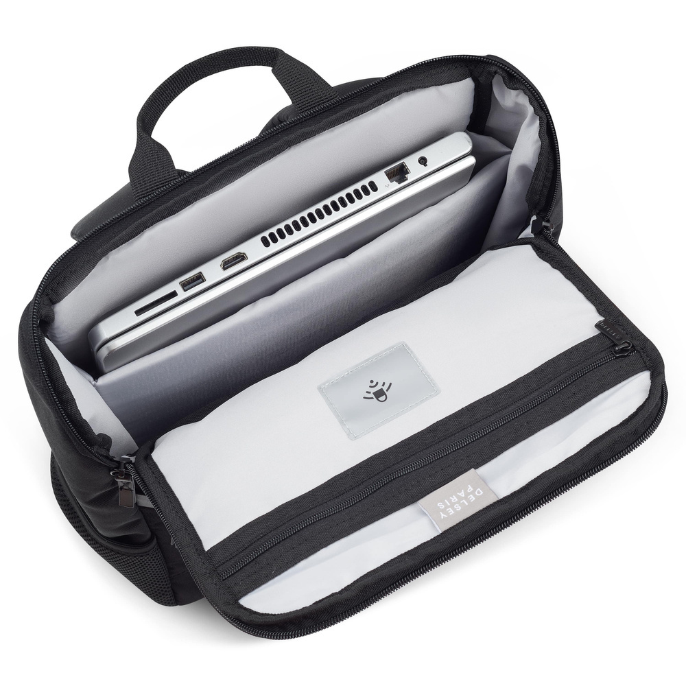 Plecak miejski materiałowy unisex Delsey Maubert 2.0 na laptop 15 cali czarny - cecha produktu