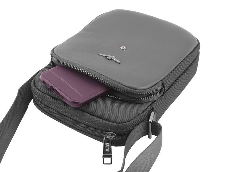 Torba ze skóry i nylonu unisex Aeronautica Militare Task listonoszka czarna - cecha produktu