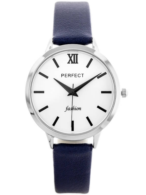 Niebiesko-srebrny zegarek damski Perfect L202-3 - zegarek z przodu na białym tle