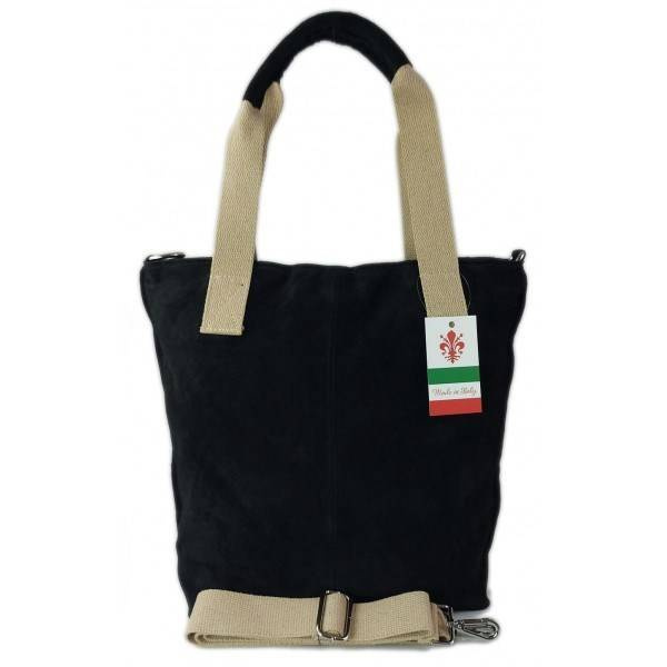 Torebka damska zamszowa skórzana Vera Pelle W234N shopper A4 czarna - cecha produktu