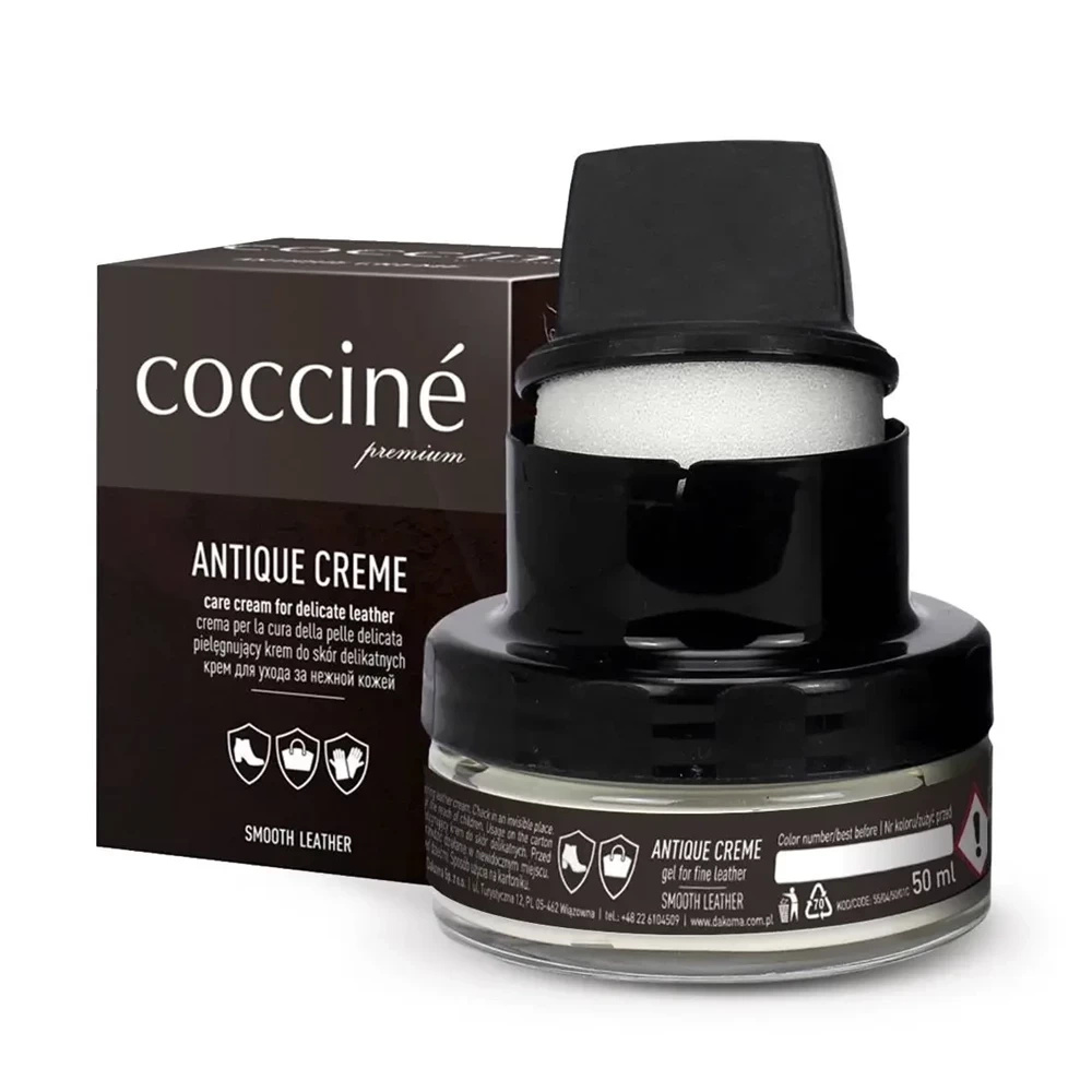 Krem odżywczy do skóry Coccine bezbarwny - szklany słoik kremu Antique Creme 50 ml z gąbką w nakrętce i kartonik