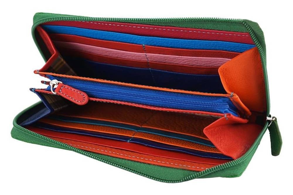 Portfel skórzany damski Barberini's D-8320-38 zamykany suwakiem zielony - cecha produktu