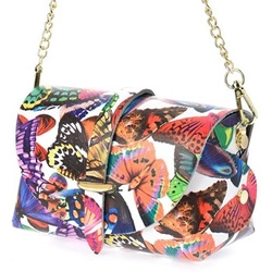 Skórzana listonoszka wizytowa na łańcuszku w motyle - Vera Pelle P45