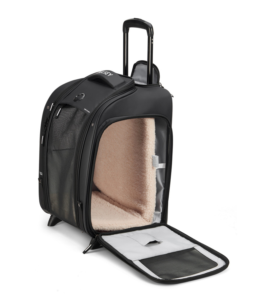 Walizka materiałowa unisex Delsey Raspail transporter dla zwierząt czarna - funkcjonalne detale i ergonomia
