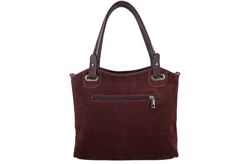 Torebka ze skóry naturalnej i zamszu damska Barberini's 982/1-5 shopper A4 bordowa - cecha produktu