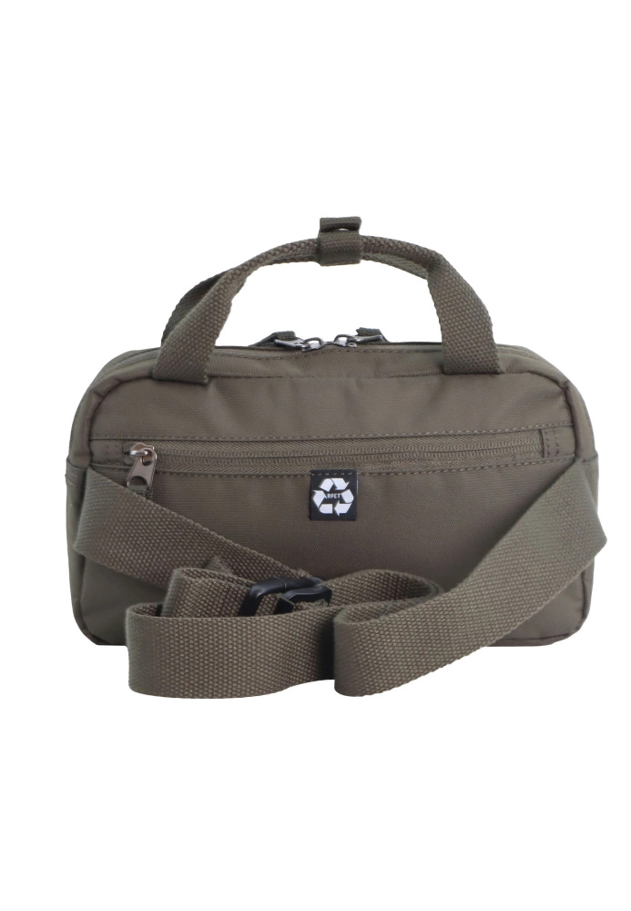 Torba crossbody z materiału unisex Discovery Cave D00813 z rączką khaki - detale i wykończenie