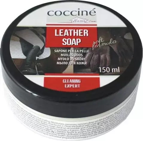 Mydło delikatny do skóry gładkiej Coccine - puszka Leather Soap soft formula 150 ml z przodu